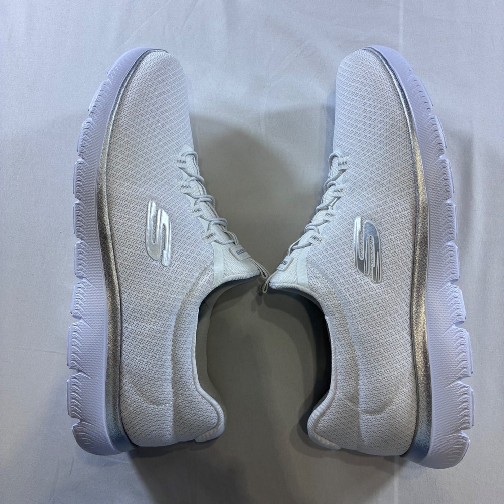 Skechers Ultra Flex Bright Horizon White Silver 12980W Women 10 Wide Sneakers
